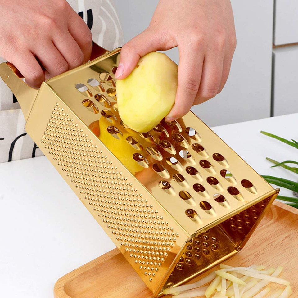 Large Stainless Steel 4 Sides Grater Slicer with Handle, Multifunctional Cutter