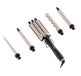 5 In 1 Professional Interchangeable Hair Curler Set With 3 Barrel Hair Crimper