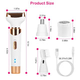 4 in 1 Women Electric Shaver Razor Wet Dry Leg Removal Trimmer Rechargeable Safe