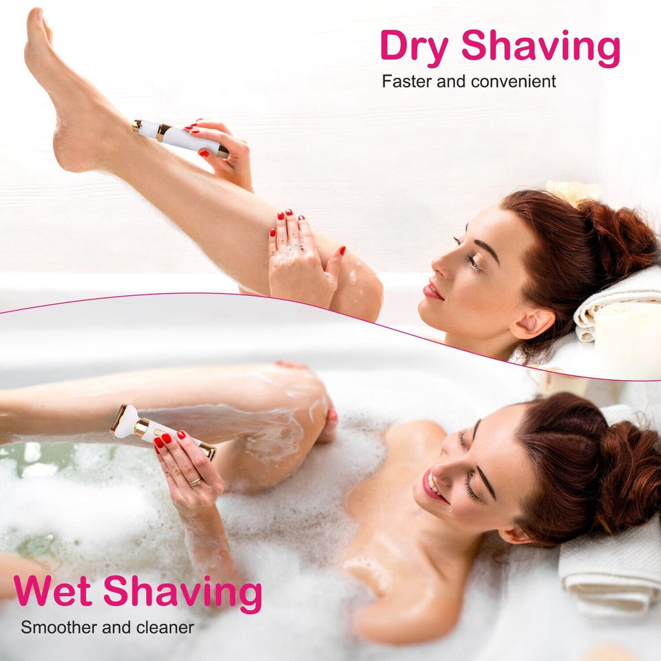 4 in 1 Women Electric Shaver Razor Wet Dry Leg Removal Trimmer Rechargeable Safe