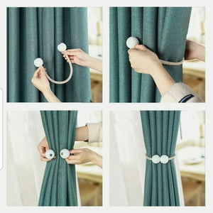 4 pieces Pearl Magnetic Curtain Voile Tiebacks Tie Backs Buckle Clips Holdbacks