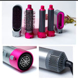 Hair Dryer Brush Volumizer Comb Curler Straightener Curling Red / Pink Tool Set