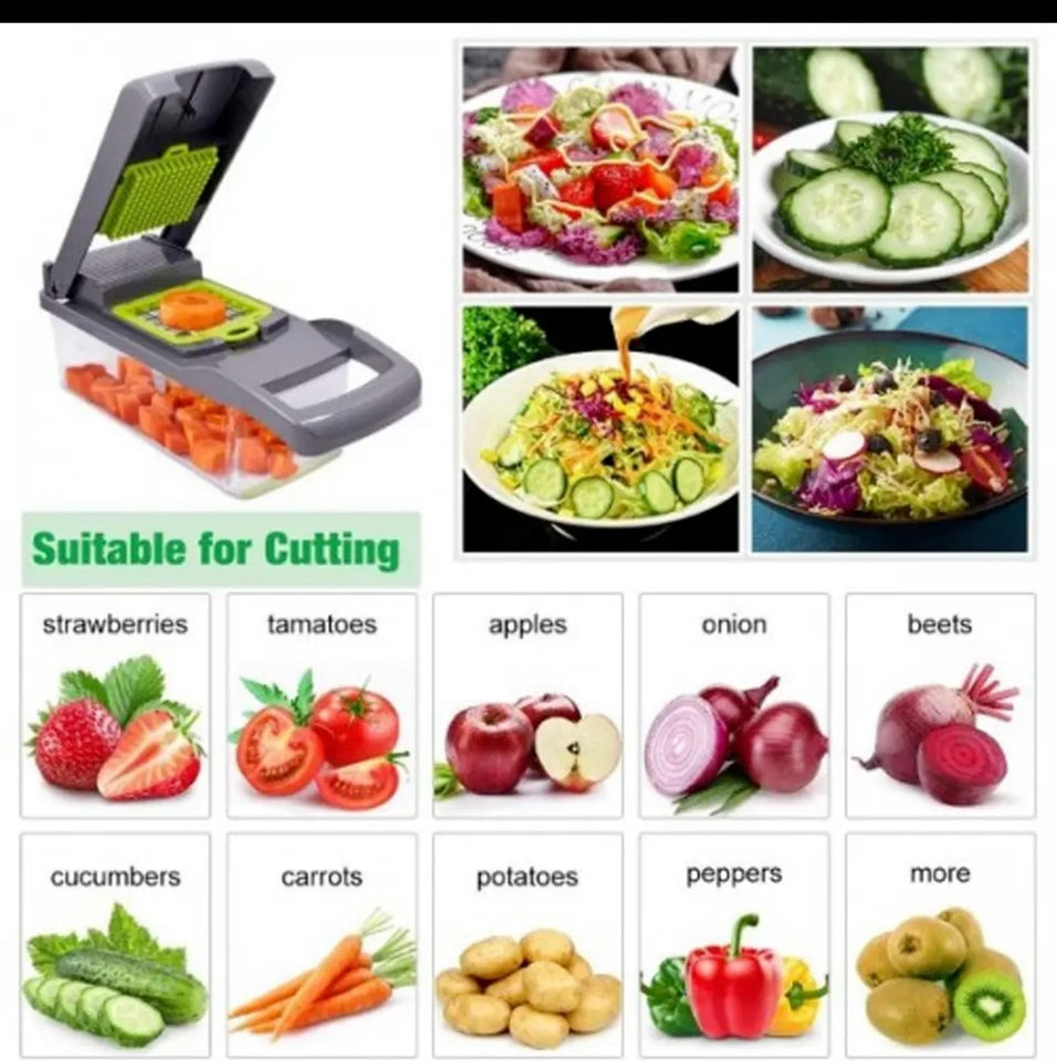 12 In 1 Vegetable Salad Fruit Peeler Cutter Slicer Dicer Chopper Kitchen Tools